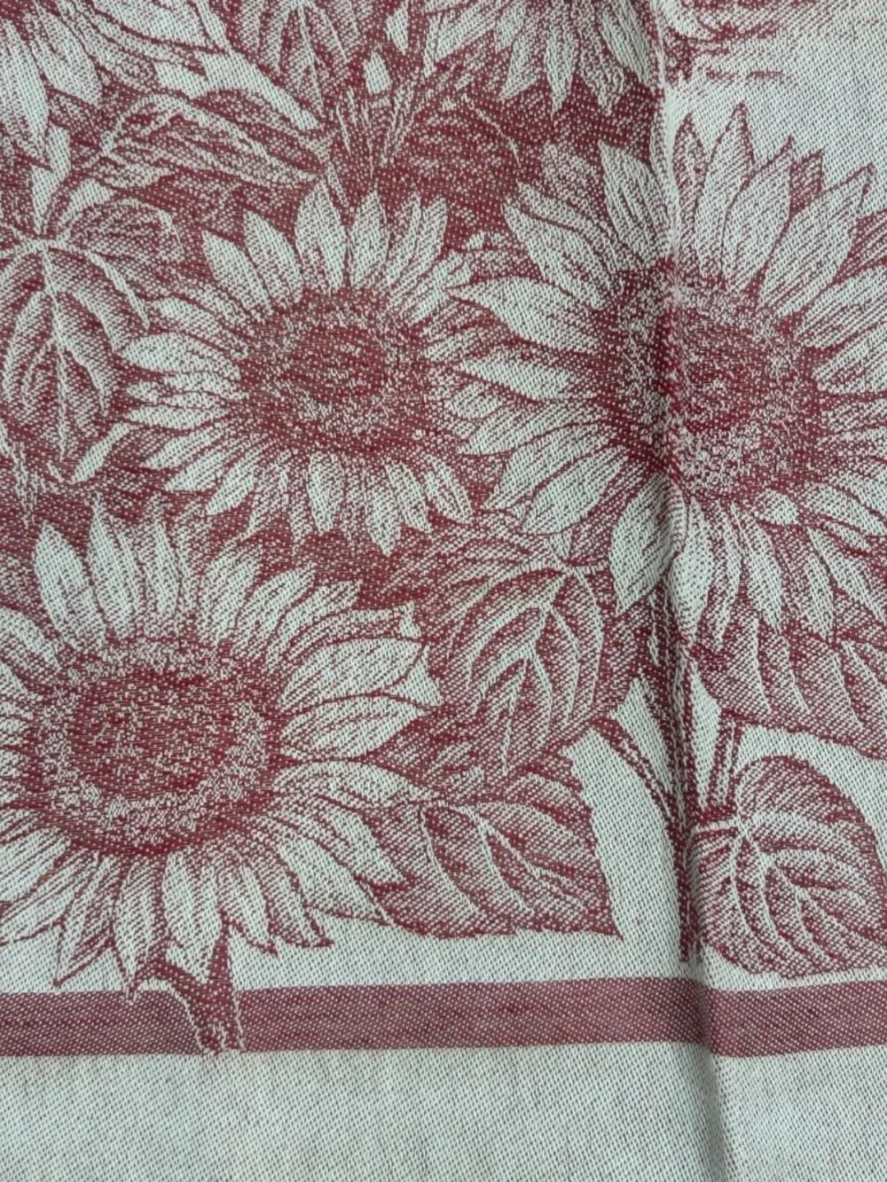 Guiliana Ricami Italian Woven Red Sunflower Tea Towel Linen Cotton NEW